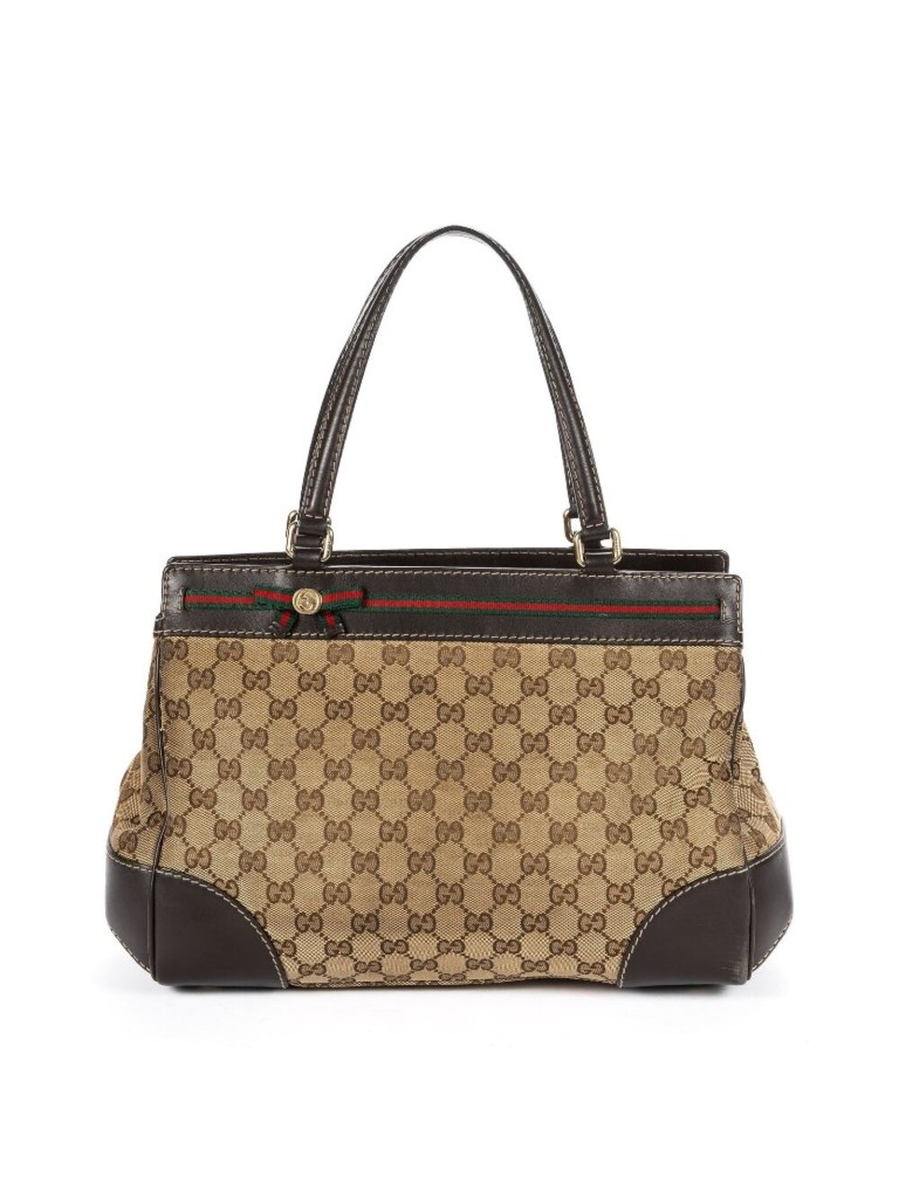 Gucci Mayfair Tote Beige Dark Brown GG Canvas